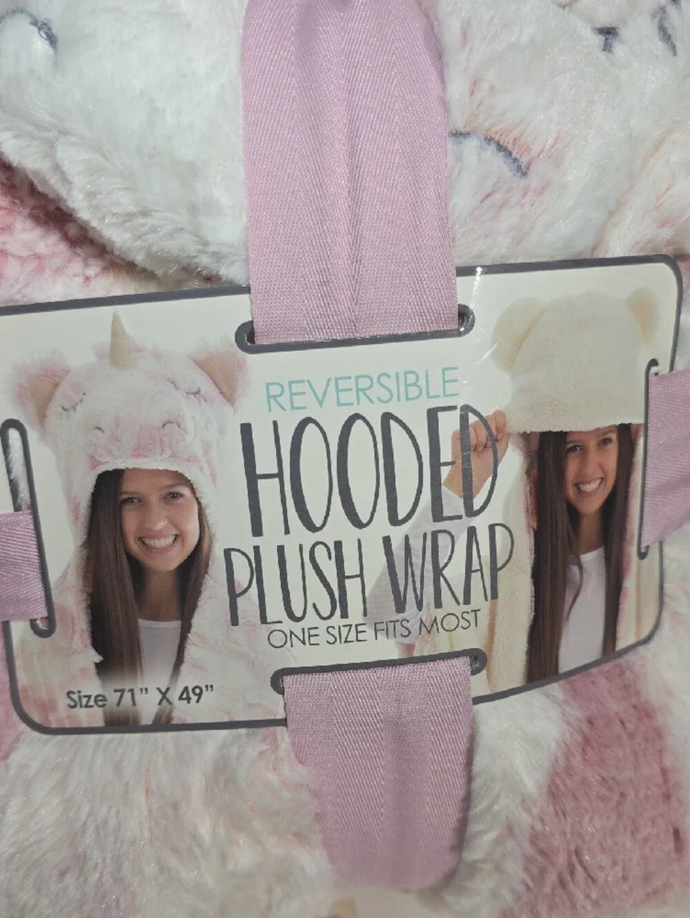 Unicorn Reversible Hooded Plush Wrap